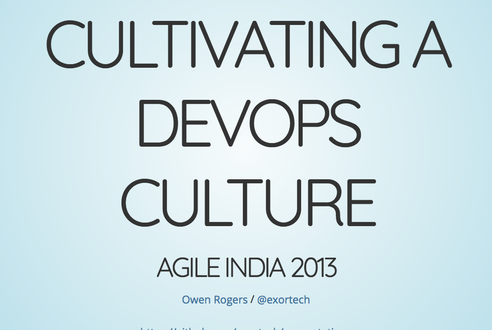 Cultivating a Devops Culture slides